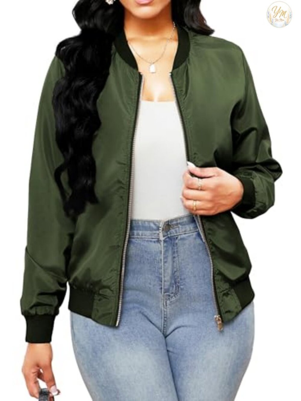 Women's Lightweight Camo Zip-Up Jacket Long Sleeve Casual Windbreaker